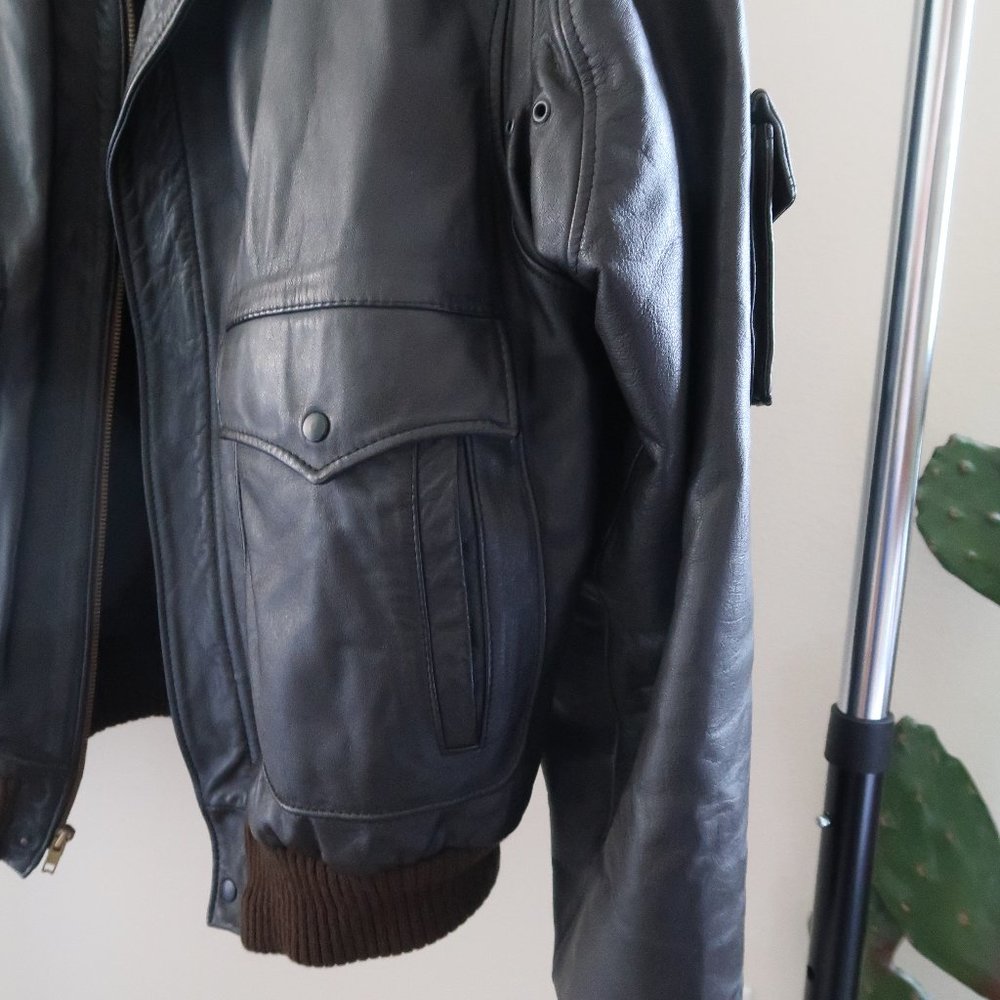 American Express Vintage Genuine Leather Bomber - Picture 3 of 5